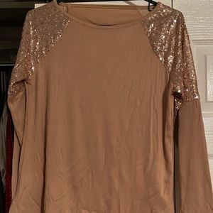 Tan and gold sequin top never worn small
